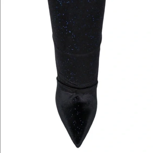 BALMAIN Amazone Thigh-High Glitter Velvet Boots - Picture 5 of 15